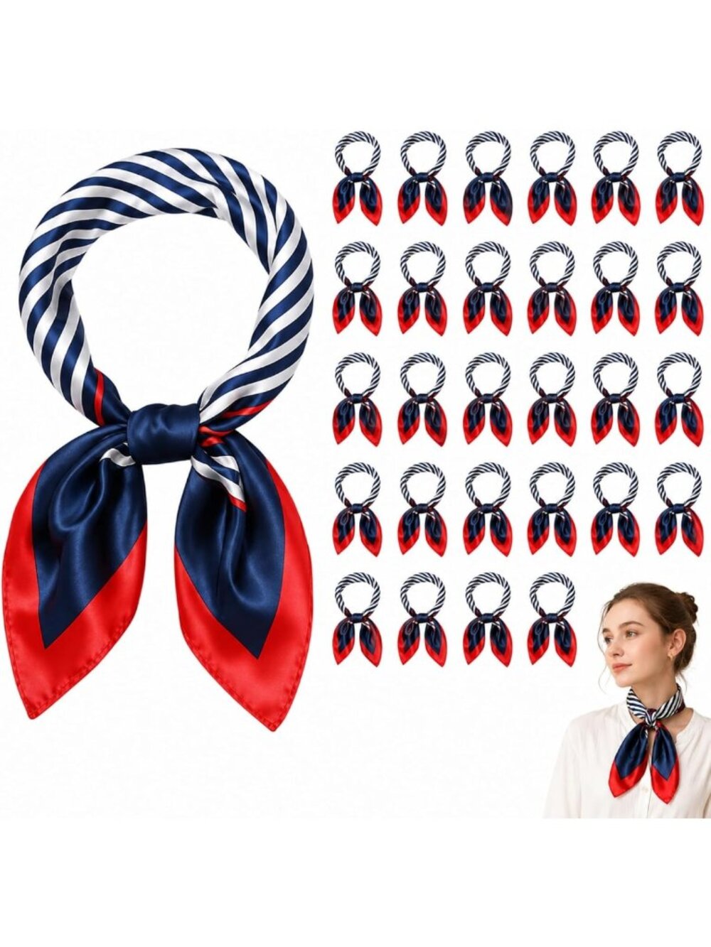 Chic Square Silk Satin Scarf for Women - Stylish Flight Attendant Accessory